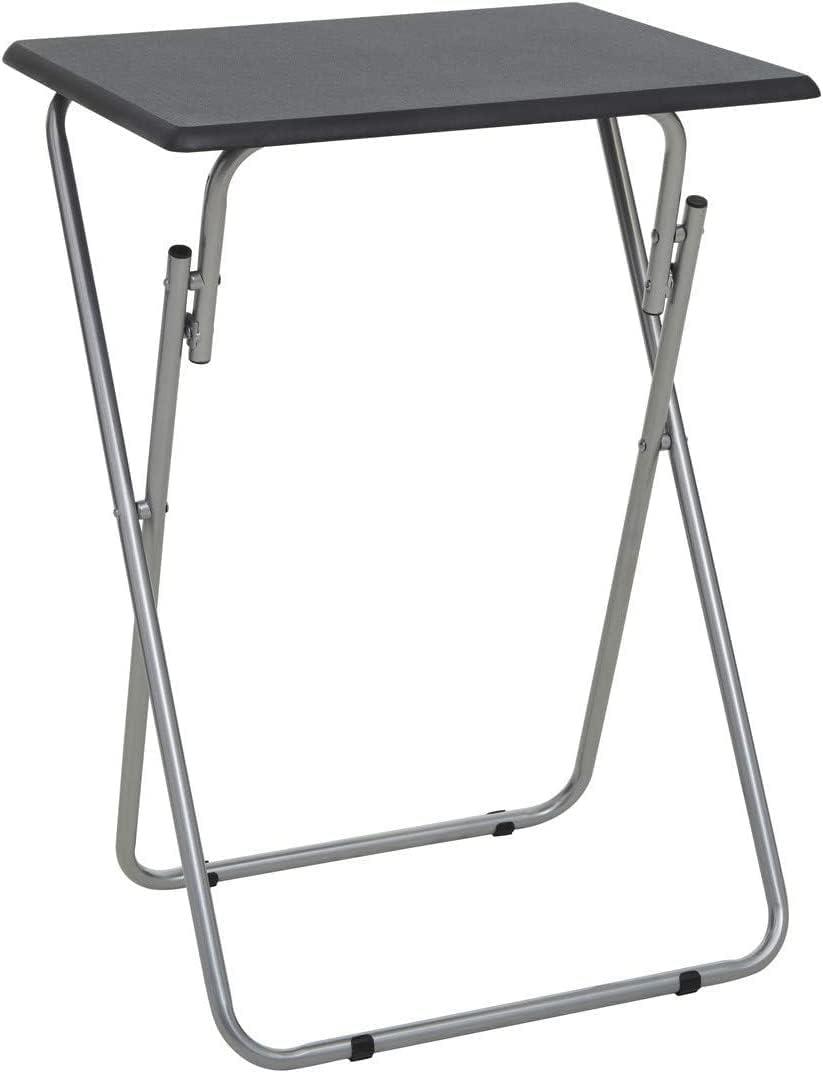 Folding Black Side Table Patio Indoor Outdoor Furniture Coffee Drink Summer Metal Legs