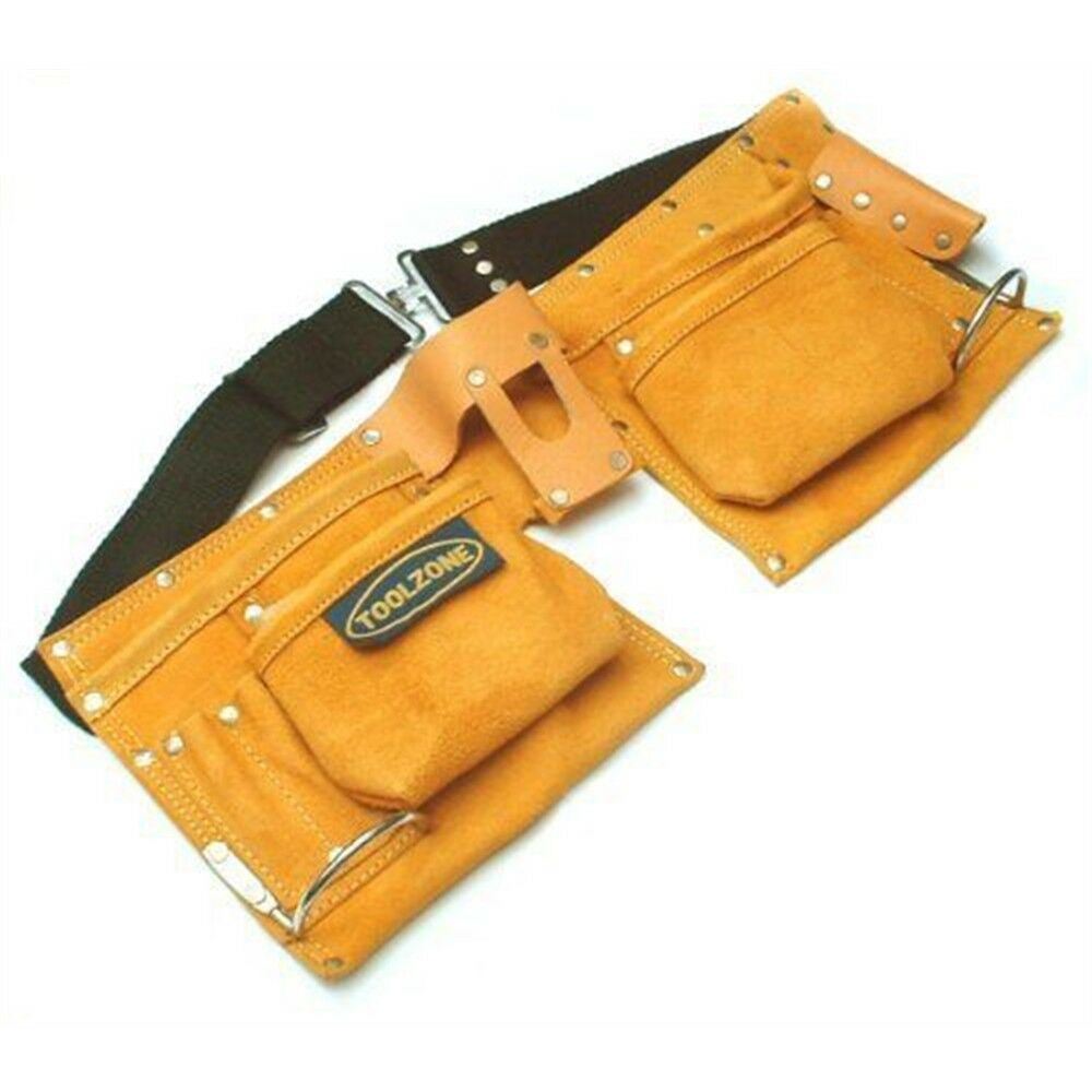 Heavy Duty 10 Pocket Professional Double Pouch Leather Tool Belt