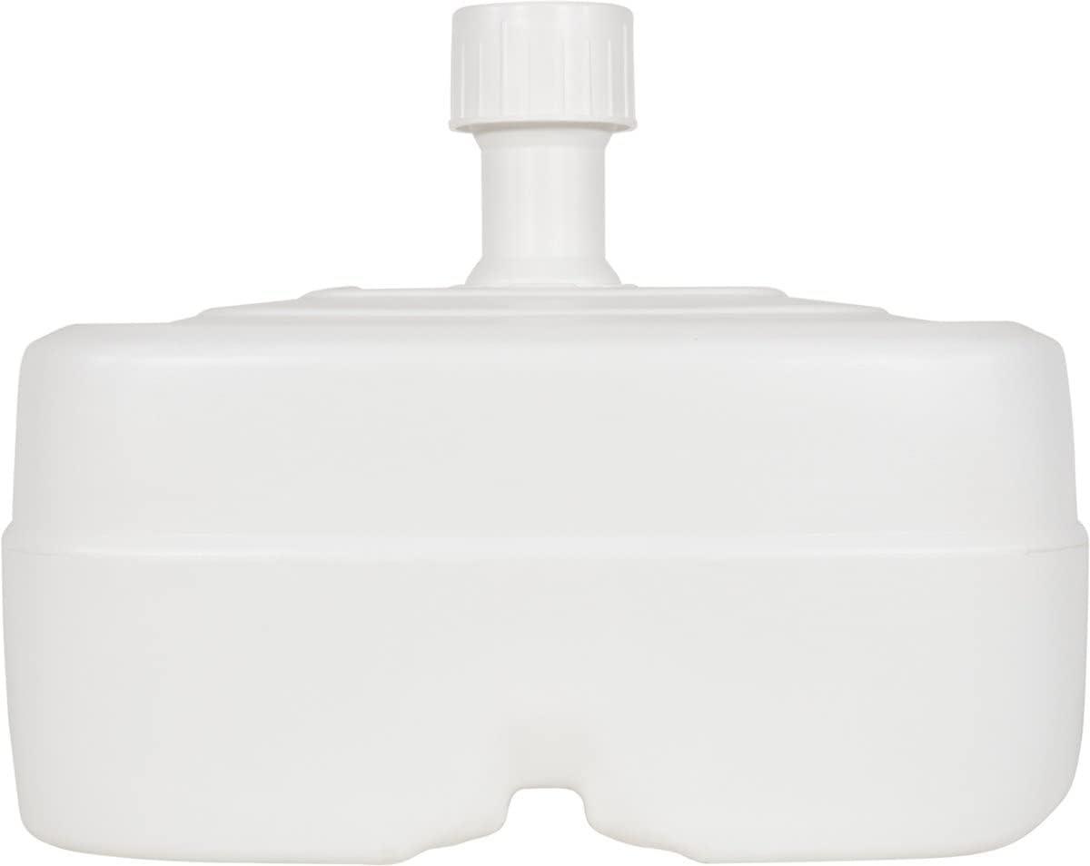 45 Litres White Plastic Wheeled Parasol Umbrella Roller Base Stand Garden Patio