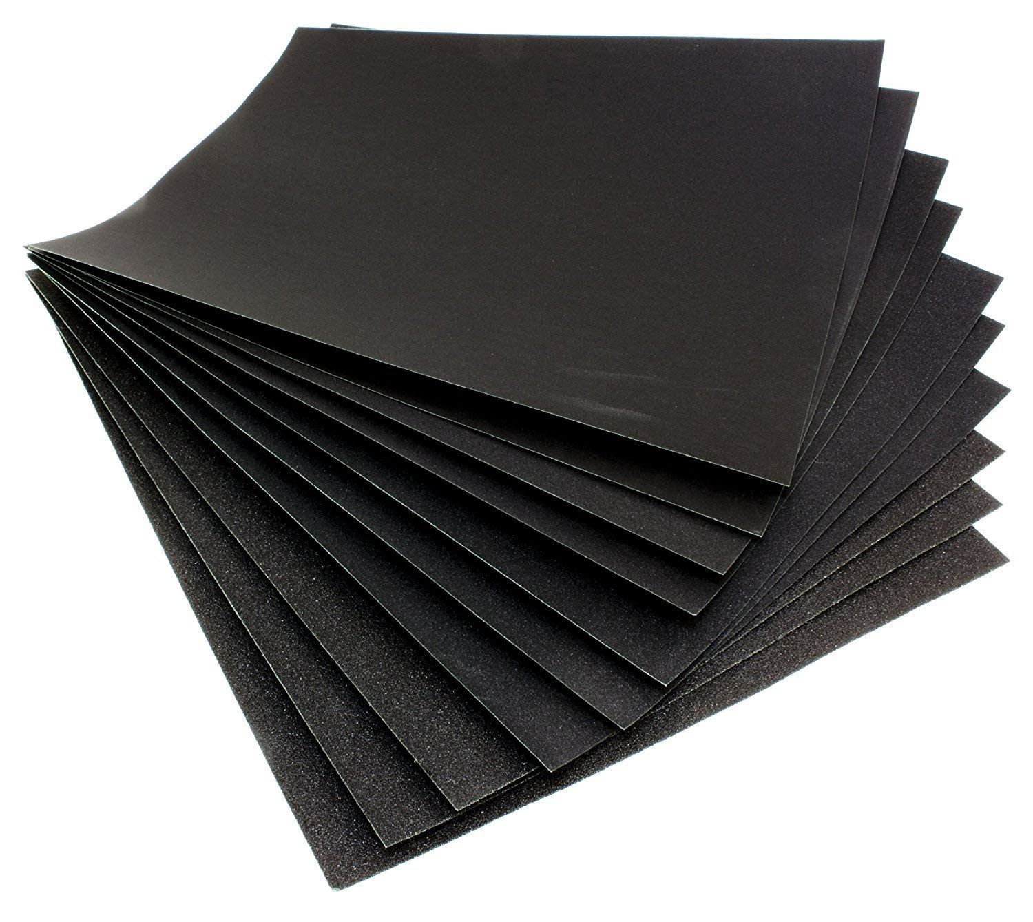 Wet and Dry or Glass Sandpaper Mixed 10pcs Sheet Set Sanding Assorted Grits
