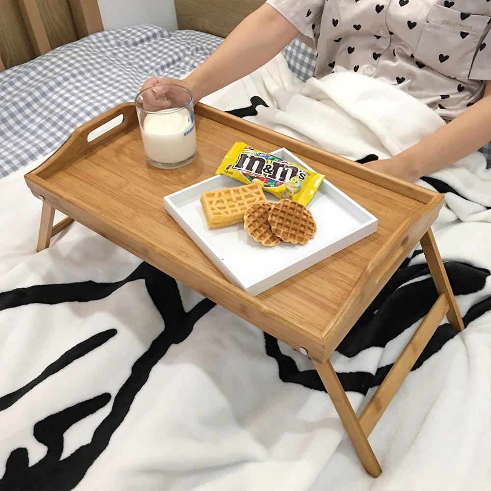Bamboo Wooden Bed Tray With Folding Leg Serving Breakfast Lap Tray Table Mate UK