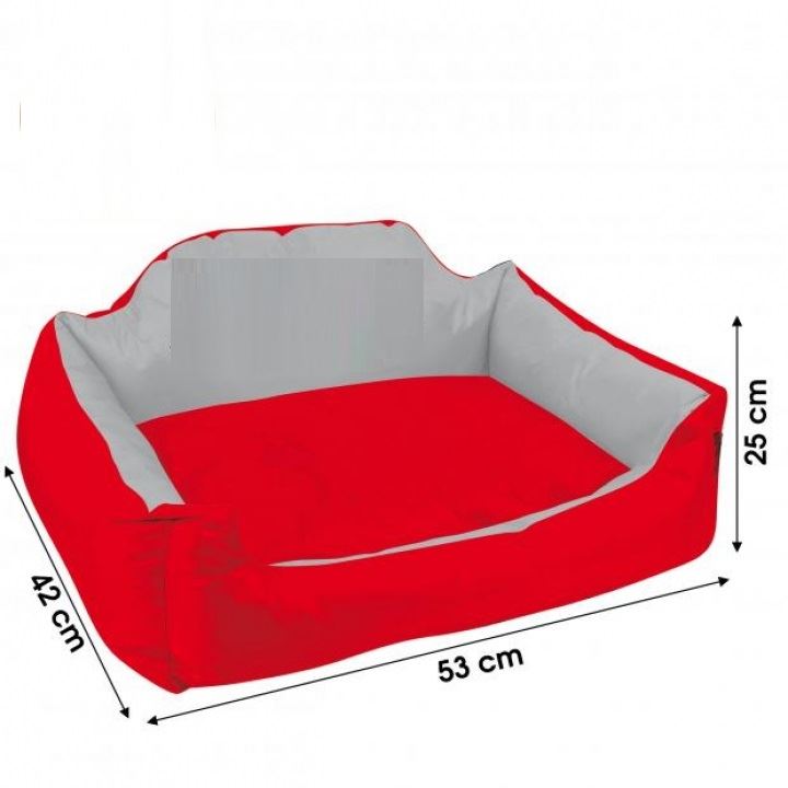DOG BASKET 53X42X25CM POLYESTER - RED 5CM EN POLYESTER