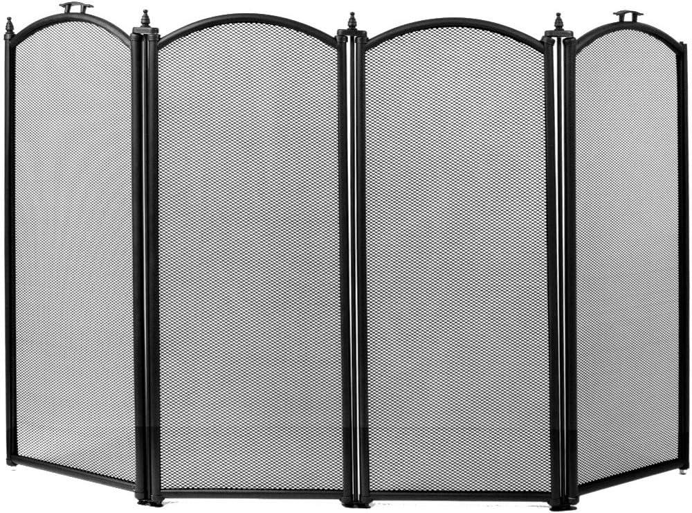 4-Panel Folding Mesh Fire Guard Screen - Fireplace Safety Protector