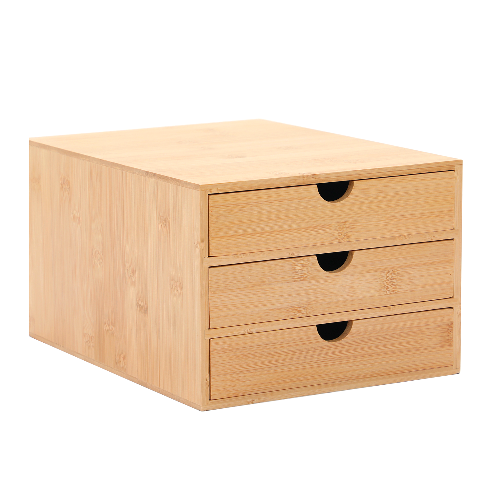 3 Drawer Bamboo Home Office Desktop Tidy A4 Sturdy Stationary Storage Organiser
