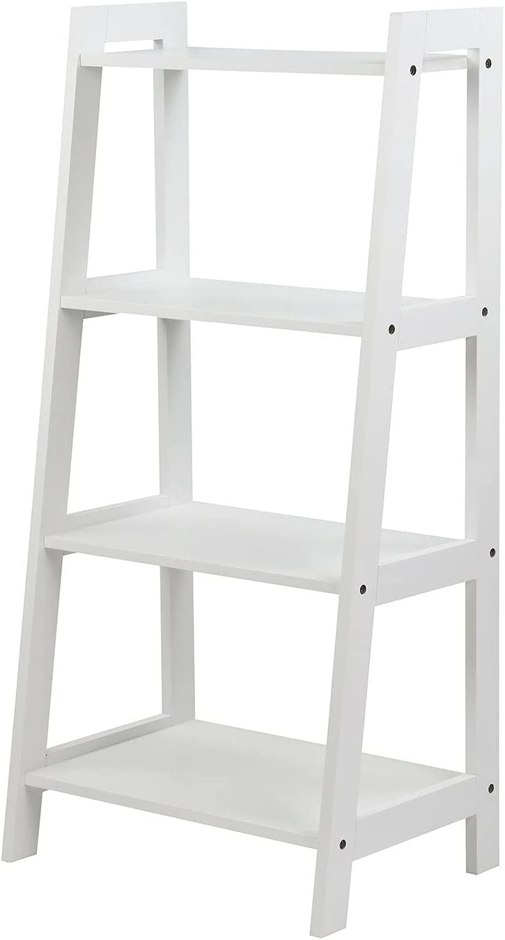 White Ladder Shelf Bookcase 4 Tier Display Storage Shelving Unit Stand Wall Rack