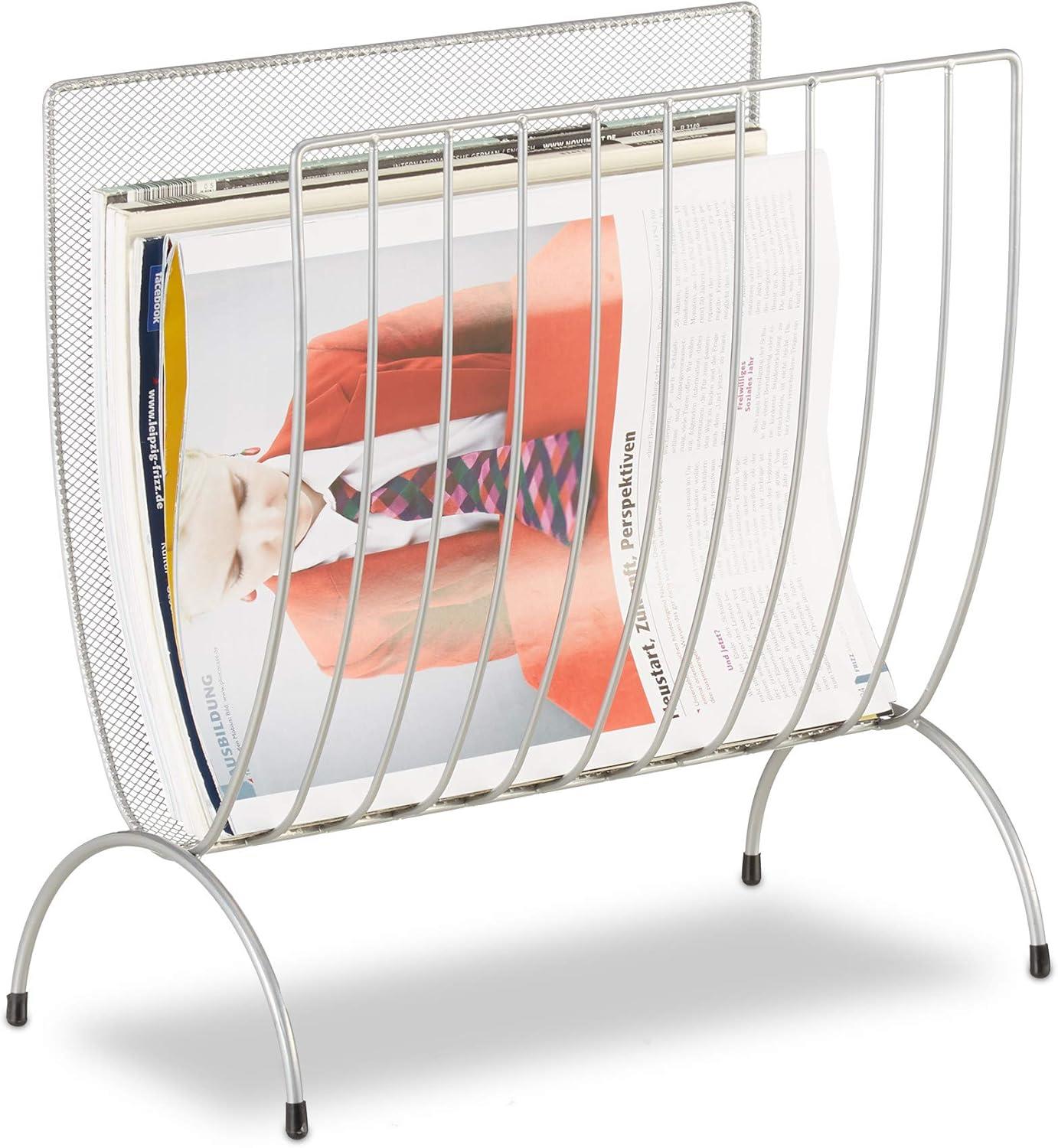 Beautiful Silver Metal Mash Magazine Rack Paper Stand