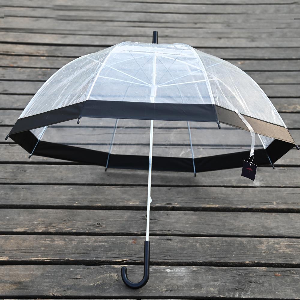 Clear Dome PVC Umbrella Rain Outdoor Transparent Fashion In Black