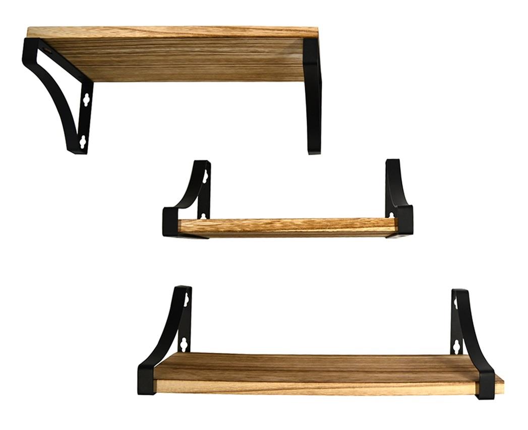 3 PCS Wooden Floating Shelves Wall Mounted Display Storage Hold Rustic Industrial