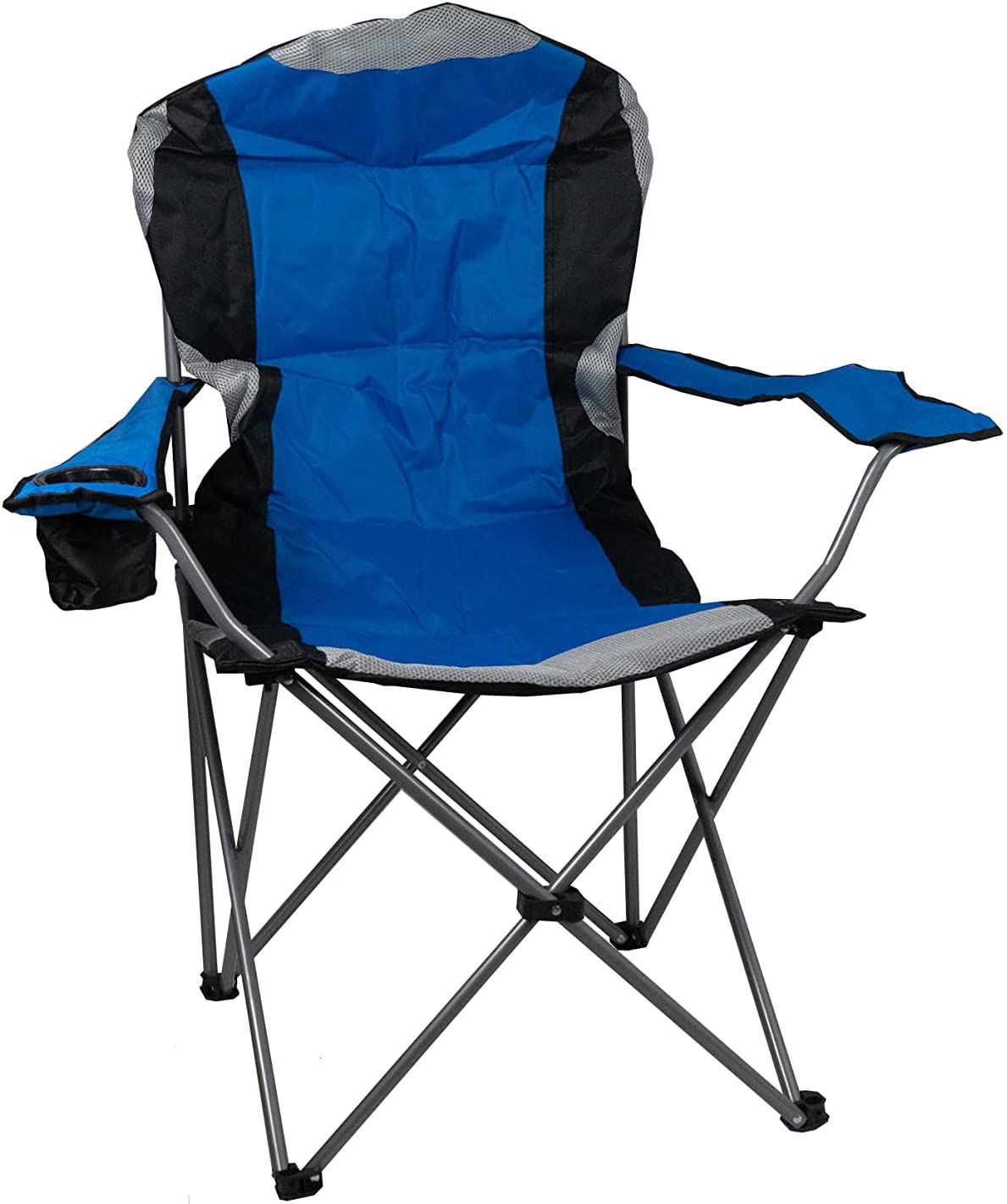Folding Camping Chair Heavy Duty Luxury Padded High Back Camping Blue