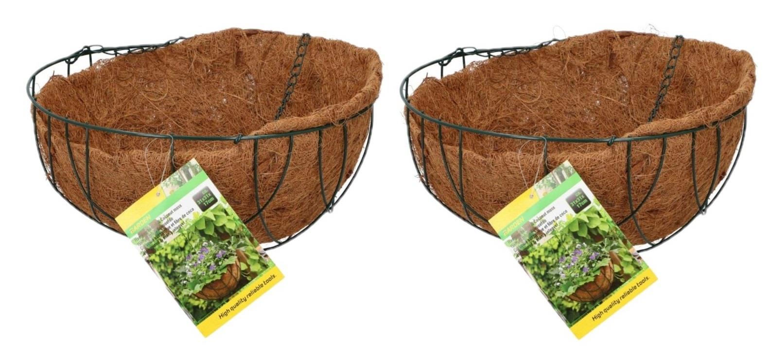 2 Metal Wire Hanging Planter Basket with Chain Bracket Coco Liner Home Decor