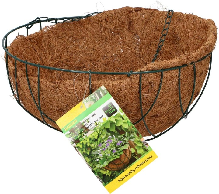 Metal Wire Hanging Planter Basket with Chain Bracket Coco Liner Home Decor