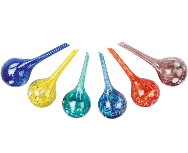 Plant Watering Spheres Globes 6pc Outdoor Garden Pot Watering Glass Colourful