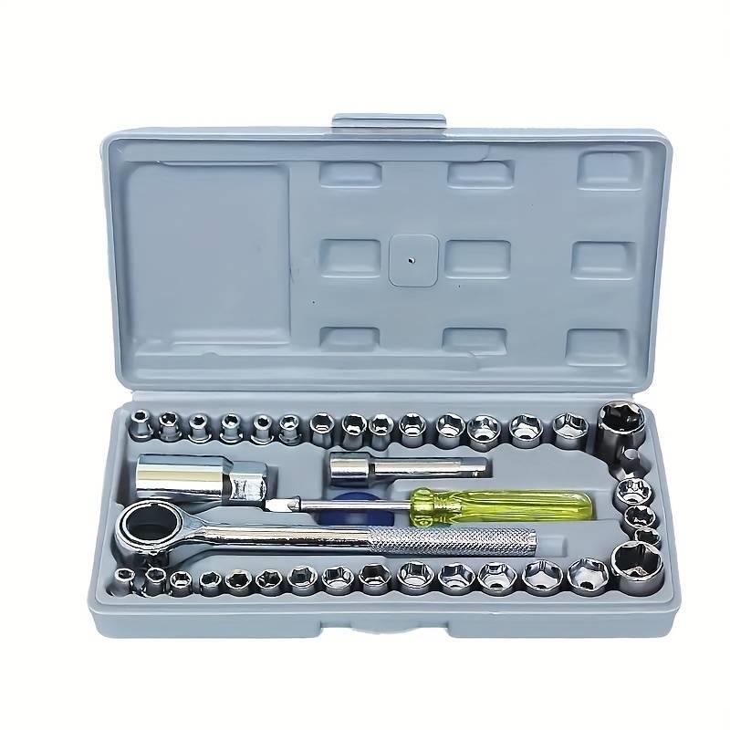 Unibos | 40 Piece Metric Socket Set with Ratchet Tool & Case - Square Drive - DIY Home Professional & Car Kit