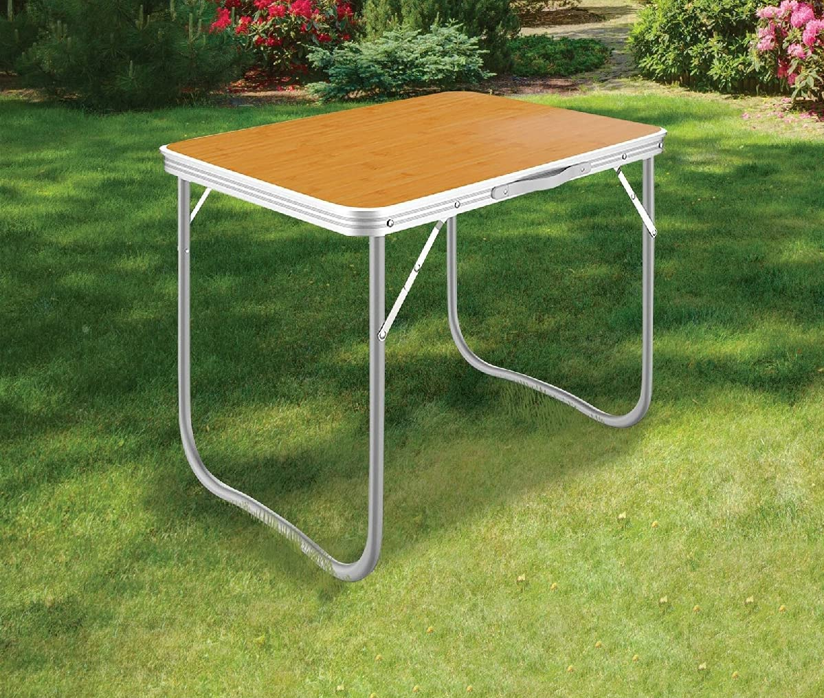 2.3ft Folding Portable Camping Table, Wooden MDF, Outdoor Dining BBQ Picnic Party