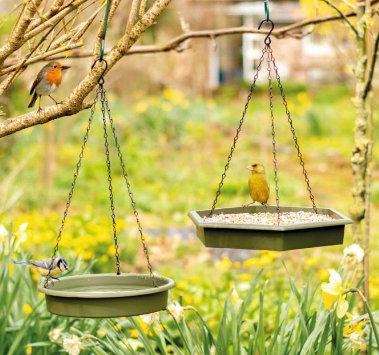 Bird Feeder & Bird Bath 2 in 1 Hanging Bird Feeding Tray and Bath Outdoor