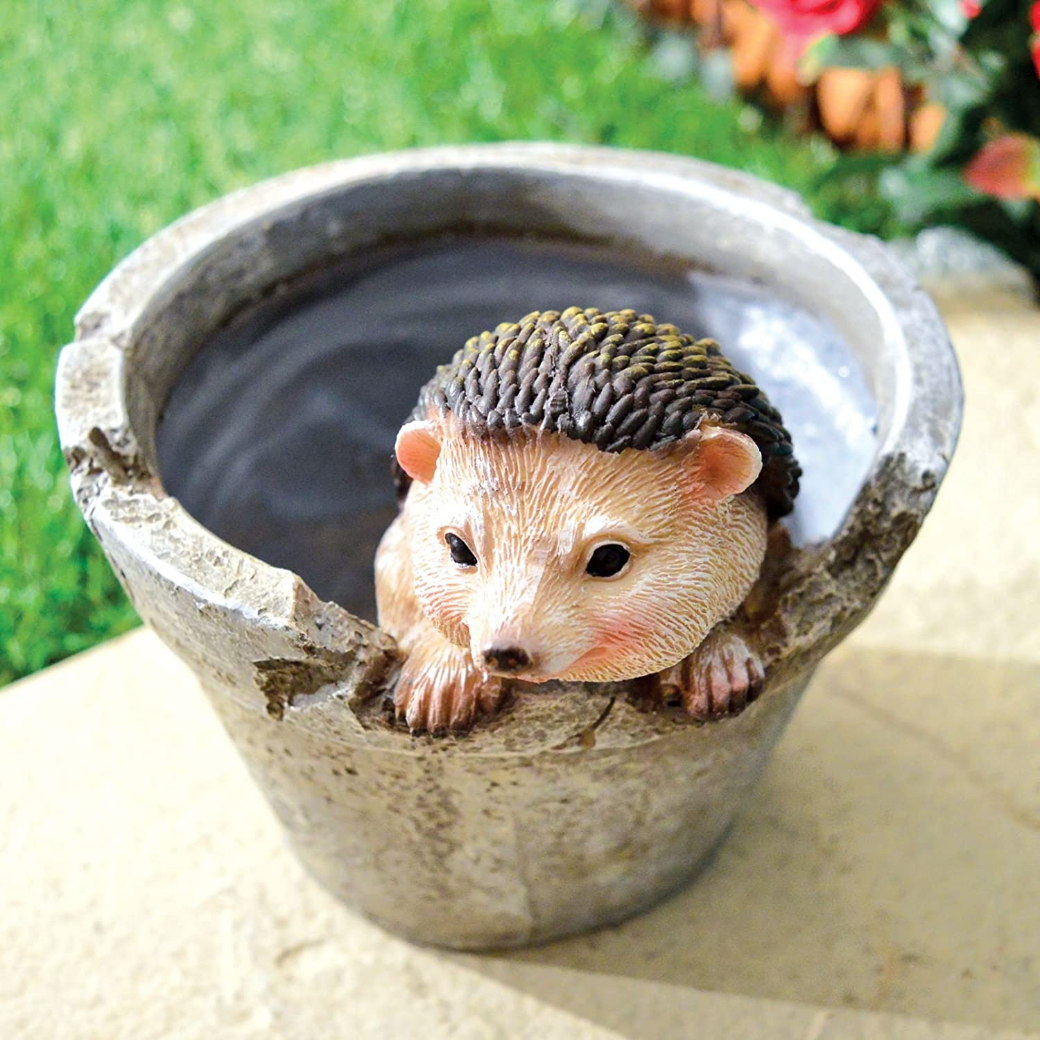 Hedgehog Flowerpot Plant Pot Garden Outdoor Planter Aged Animal Freestanding