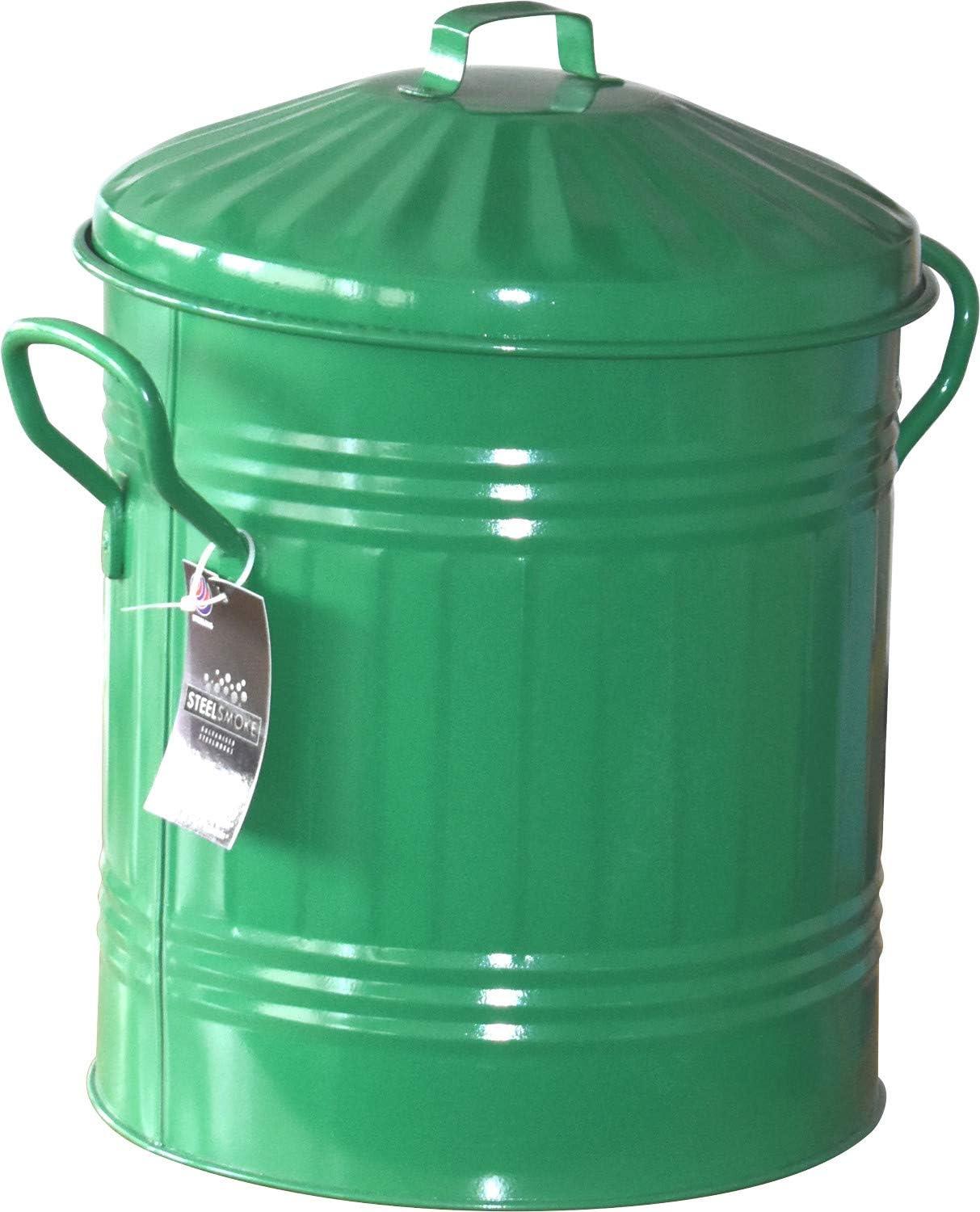 13L Extra Large Dustbin Green Plastic Round Rubbish Bin Storage Waste + Lid