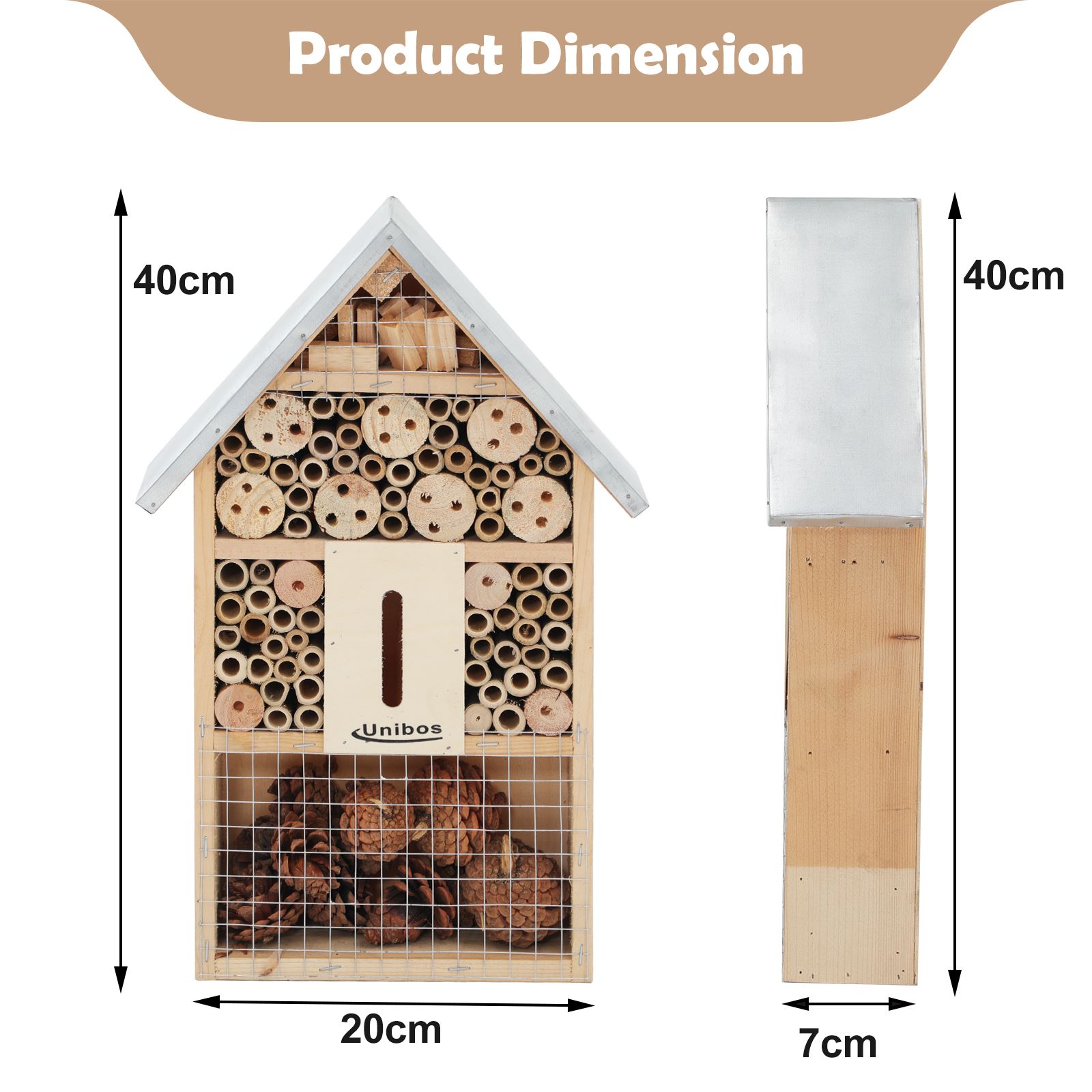 Wooden Insect Bee House Natural Wood Bug Hotel Shelter Garden Nest Box