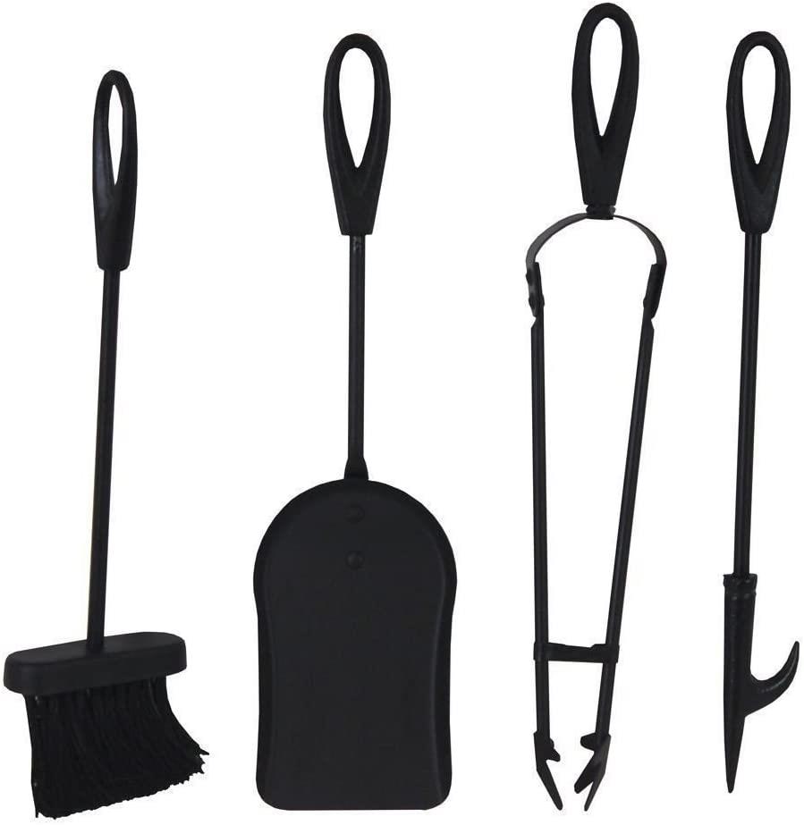 5 Piece Fire Tools Set, Iron Fireplace Fireside Companion Brush, Poker, Shovel and Tong, Perfect for All Rooms Fire Place