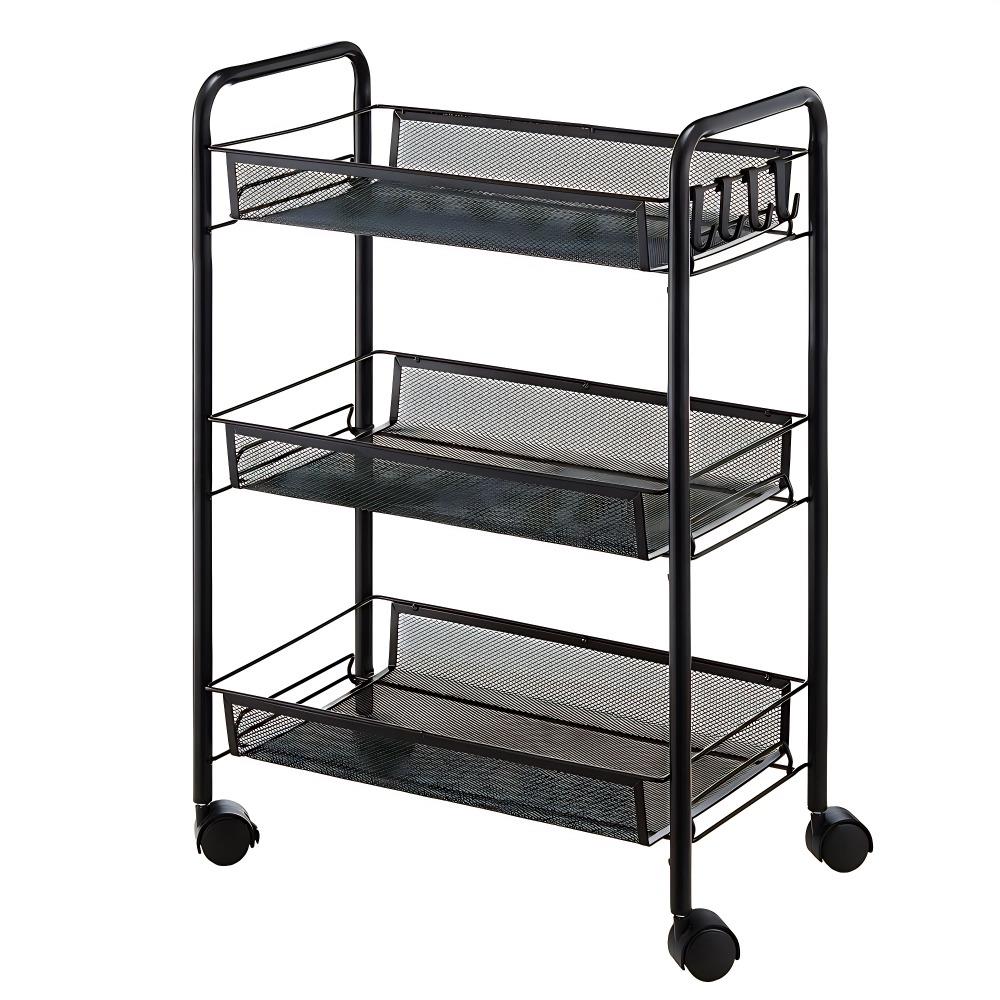 3 Tier Kitchen Storage Vegetable Cart With Wheels Fruit Trolley Basket Rack