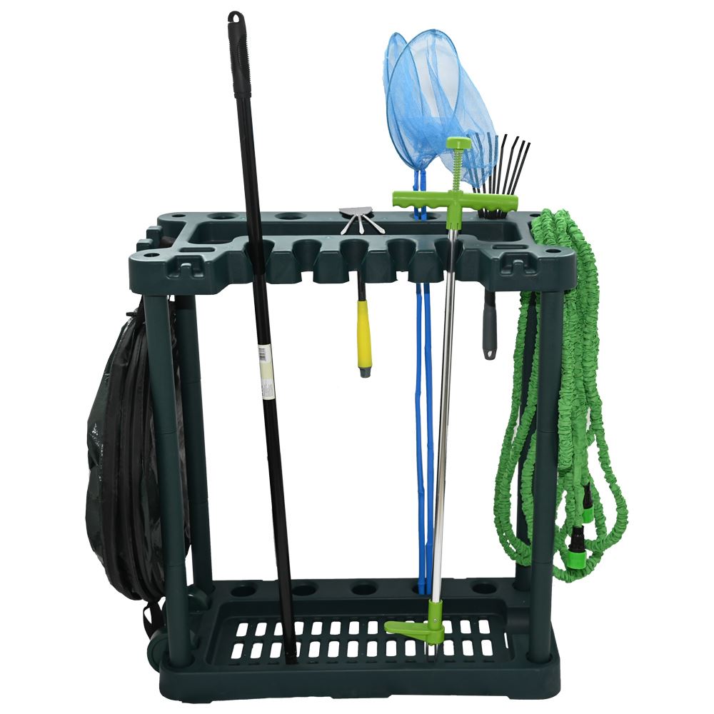 Garden Lightweight Portable Tool Storage Organiser Tool Holder Rack with Wheels