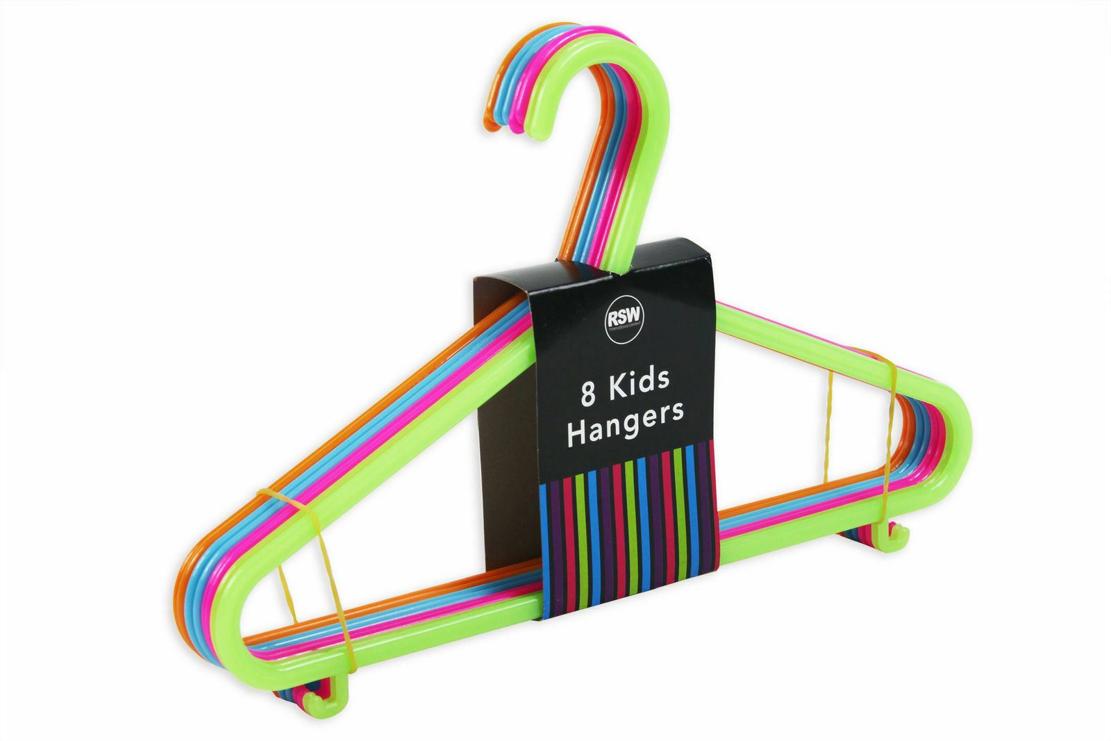 Pack of 8 Kids Hangers 4 Bright Colours Baby Child Coloured Plastic Coat Clothes