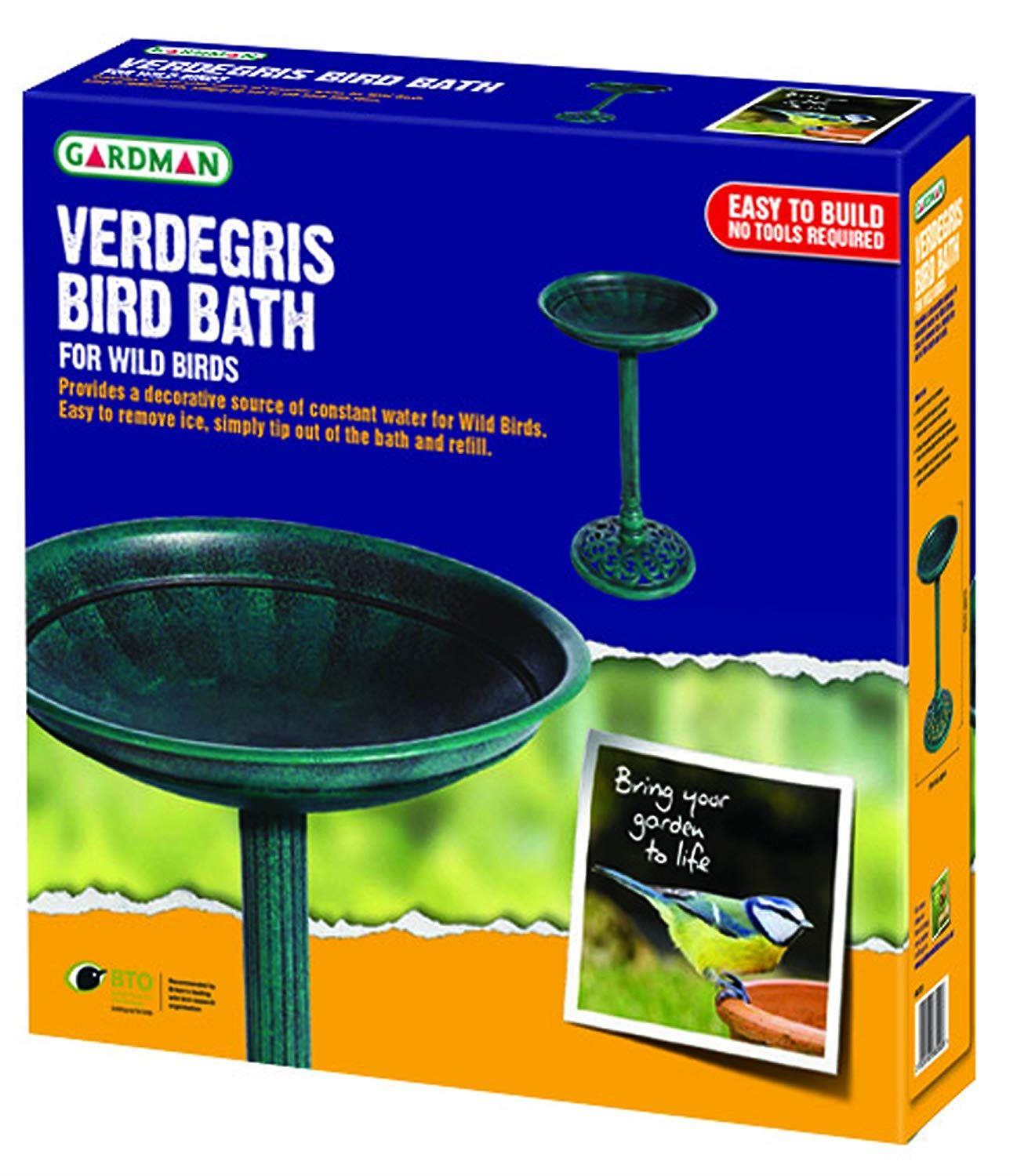 Gardman A01273 Verdegris Effect Plastic Bird Bath - Green