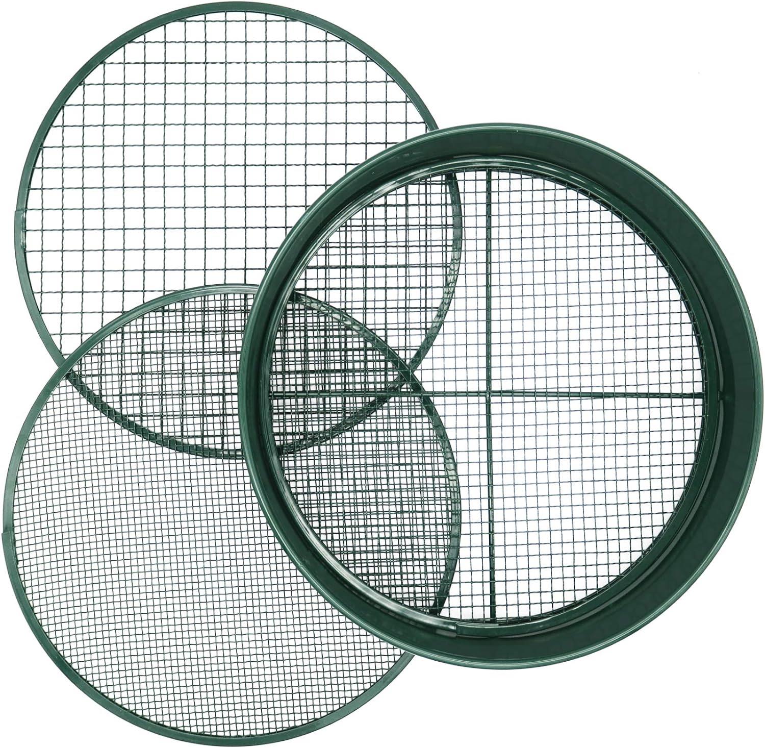 Unibos | Metal Riddle/Sieve Mesh, Garden Sieve, 3 in 1 Metal Soil Sieve with Interchangeable Mesh, Sizes 3/6/12mm, Garden Riddle, Perfect Gardening To