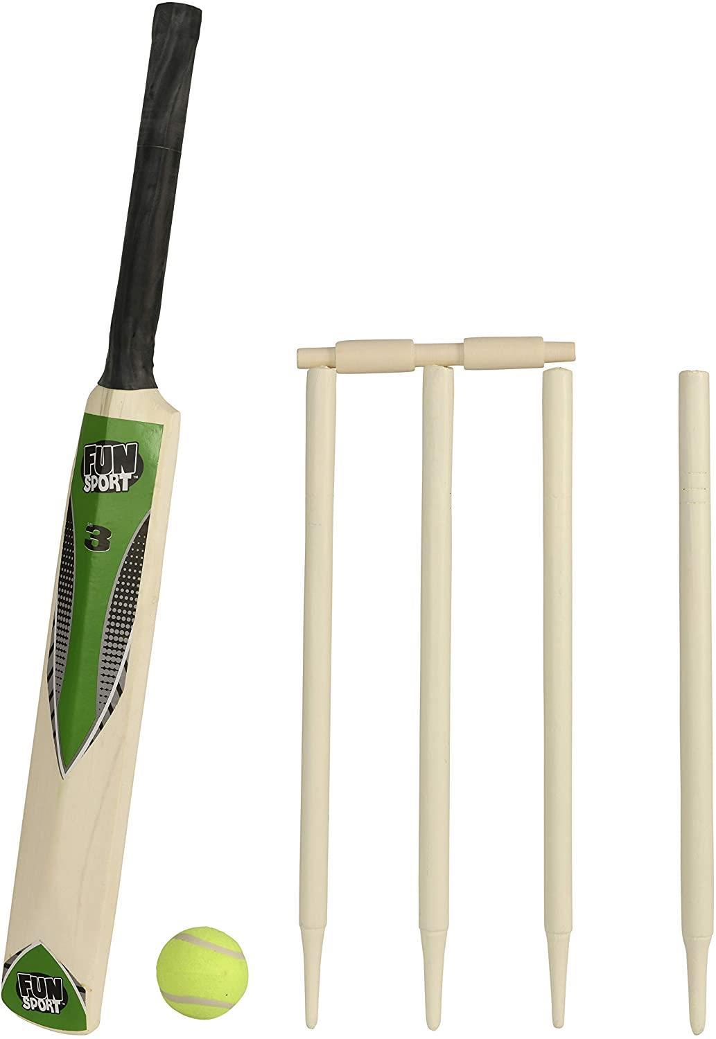 Cricket Set Bat Ball Stumps Garden Kids Fun Park Play Size 3 Wooden Wickets New