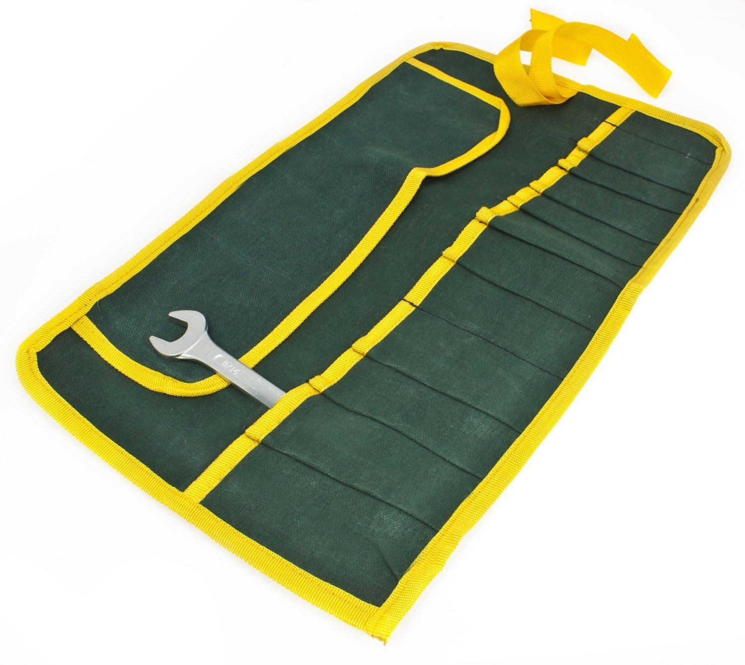Canvas 16 Pocket Tool Roll Spanner Wrench Tool Storage Bag Case Fold Up