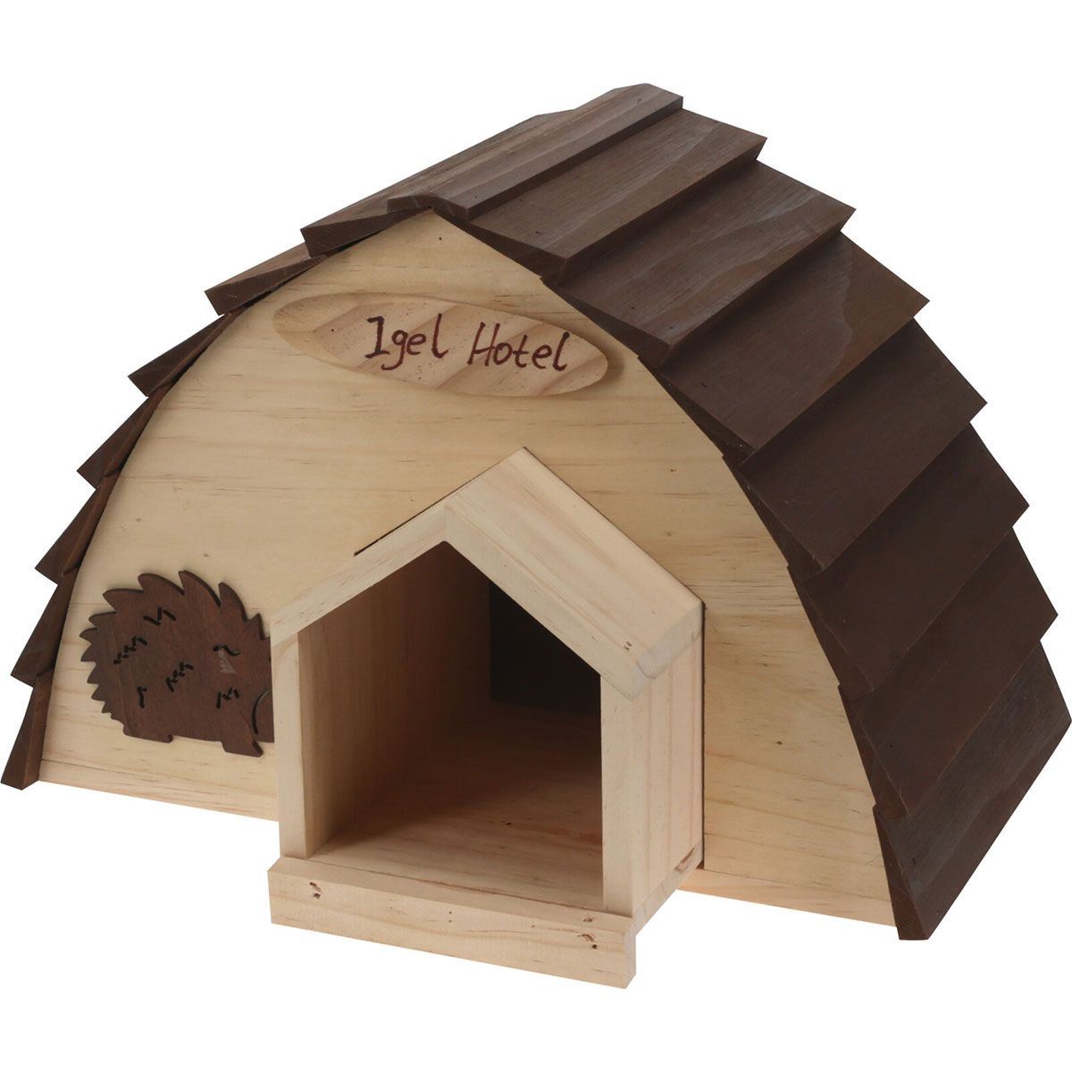 Wooden Hedgehog House Rainproof Hibernation Nesting Box with Tunnel