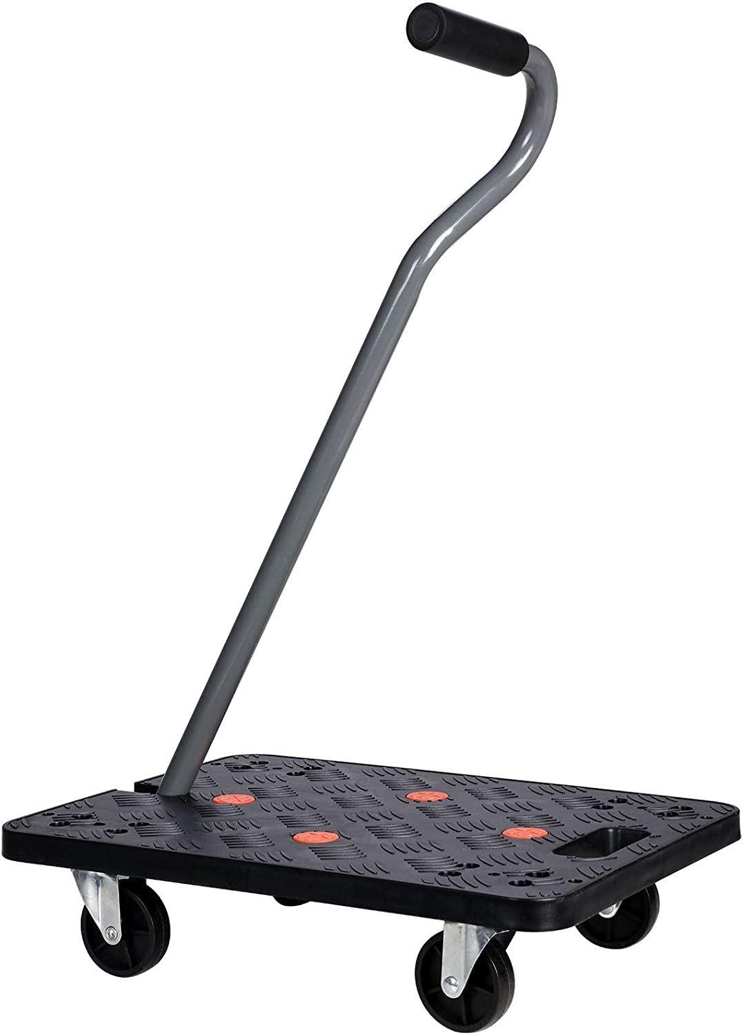 200kg Plastic Hand Dolly Trolley Cart Furniture Moving Platform Mover with Long Handle