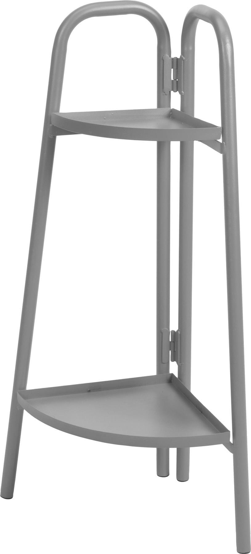 Large 2 Tier Metal Corner Planter Flower Pot Garden Rack Shelf Decoration Grey