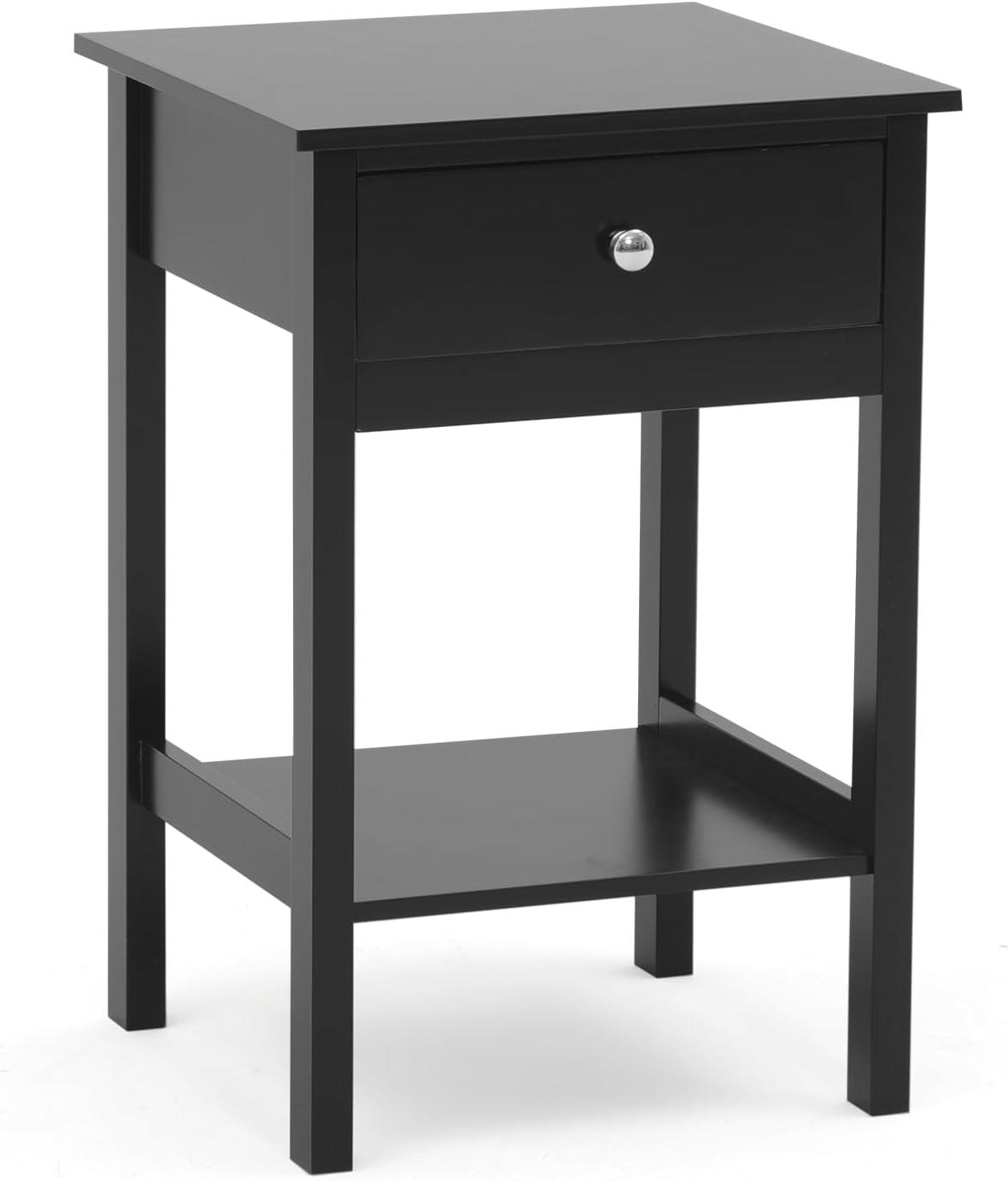 Bedside End Table Bedroom Cabinet Nightstand Storage Drawer Shelf Home Furniture