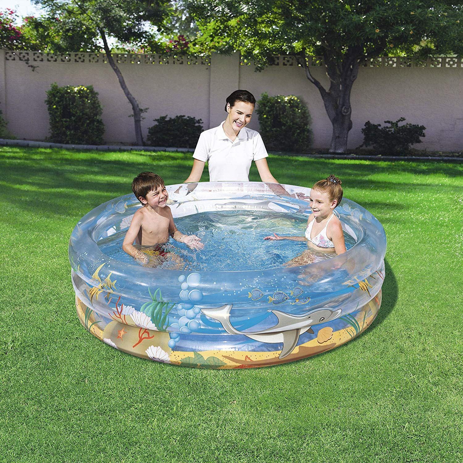 Bestway Transparent Inflatable 3 Ring Sea Life Paddling Pool