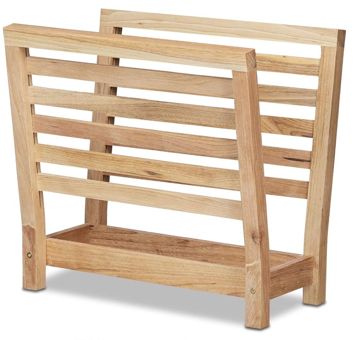 Standing Magazine Rack Wood Newspaper Mail Shelf Storage Holder