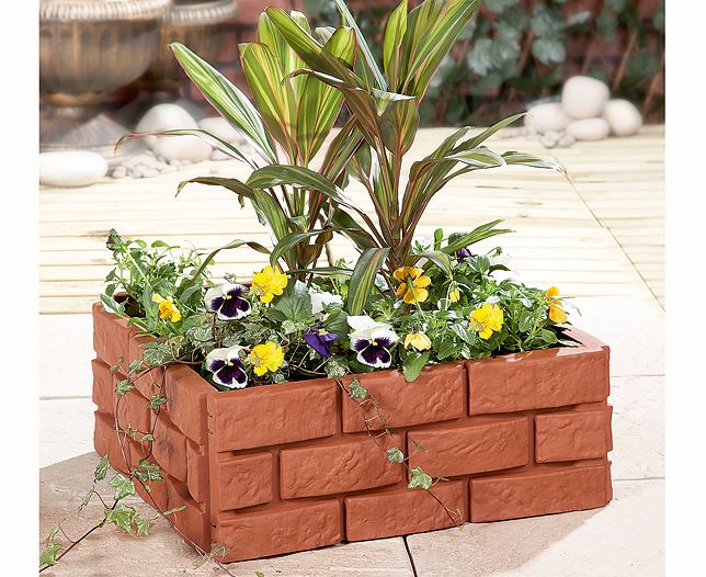 Pack of 4 Brick Effect Hammer-In Plastic Outdoor Garden Lawn Edging Plant Border