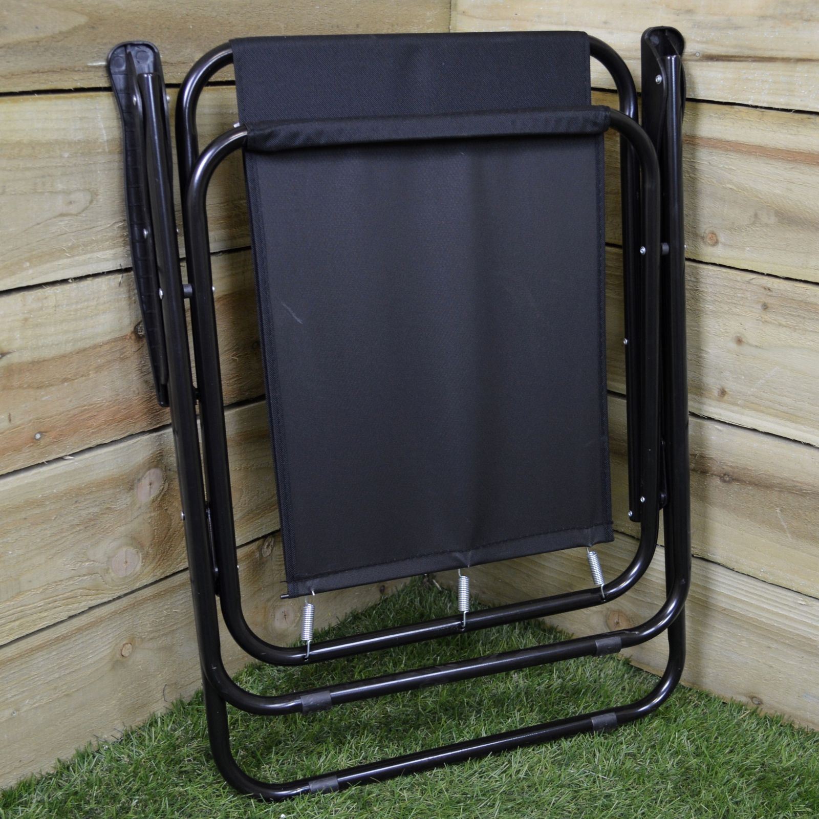Unibos Outdoor Deck Chair Garden Patio Folding Camping Picnic Beach BBQ Party Outdoor Stripe Chair (Black)