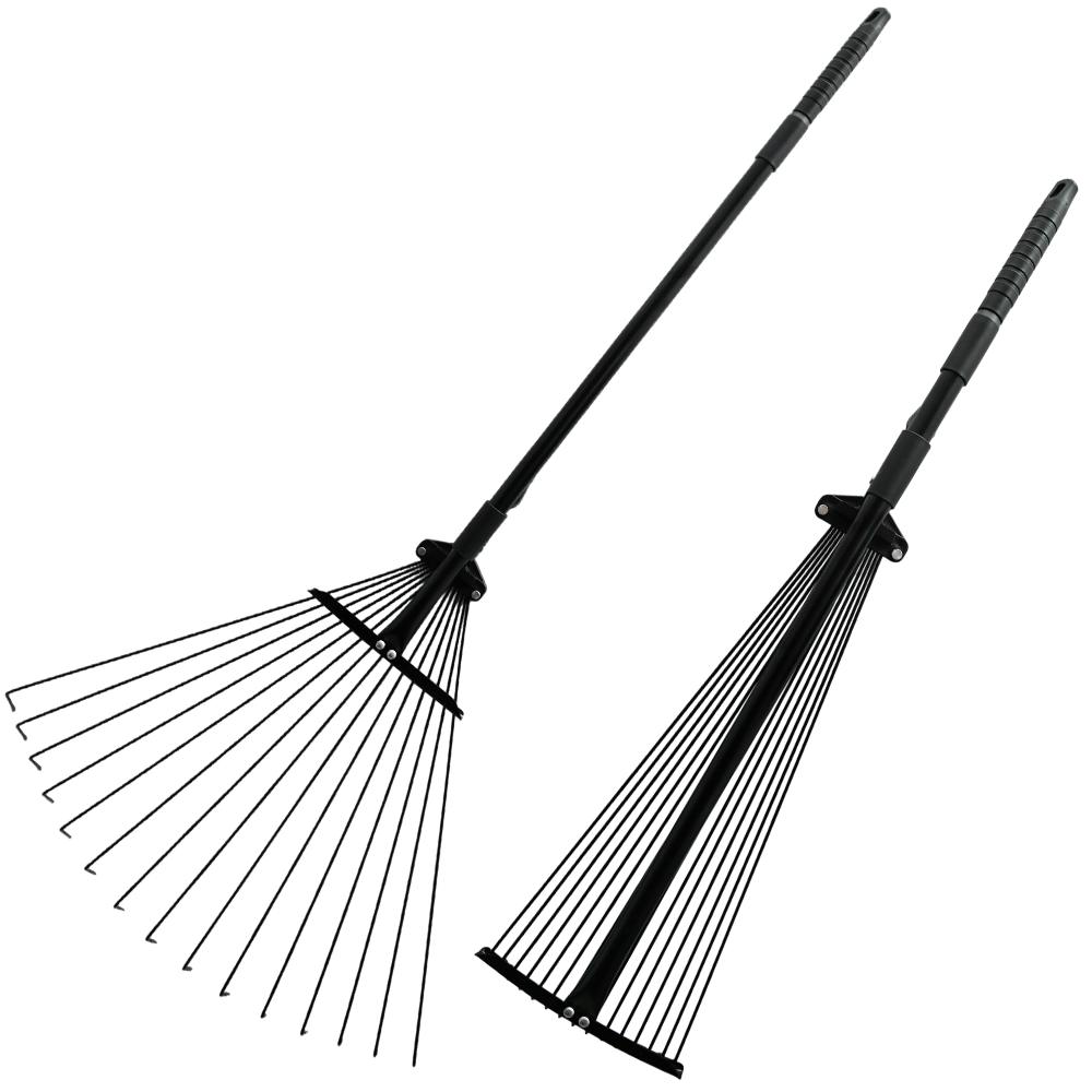 31-64 Inch Metal Telescopic Rake Leaf Leaves Grass Weed Lawn Garden