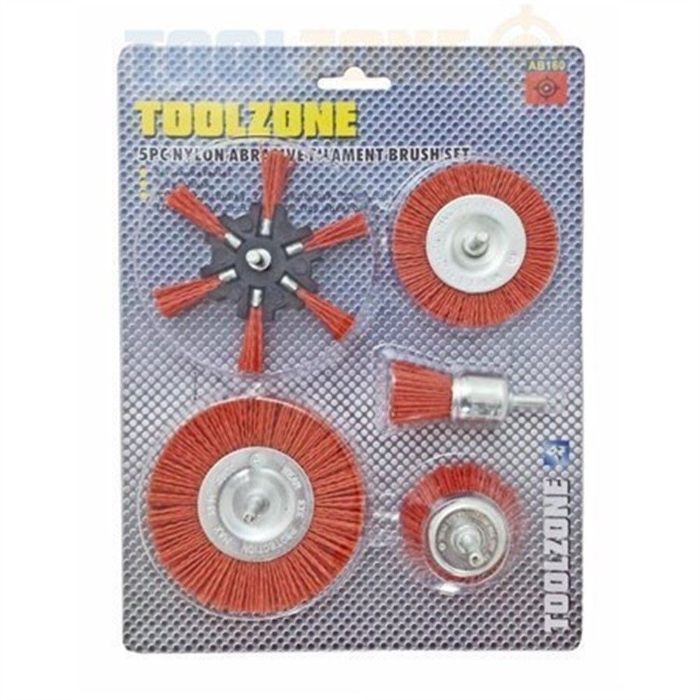 5Pc Nylon Abrasive Filament Brush Set 6mm Shank De Burring