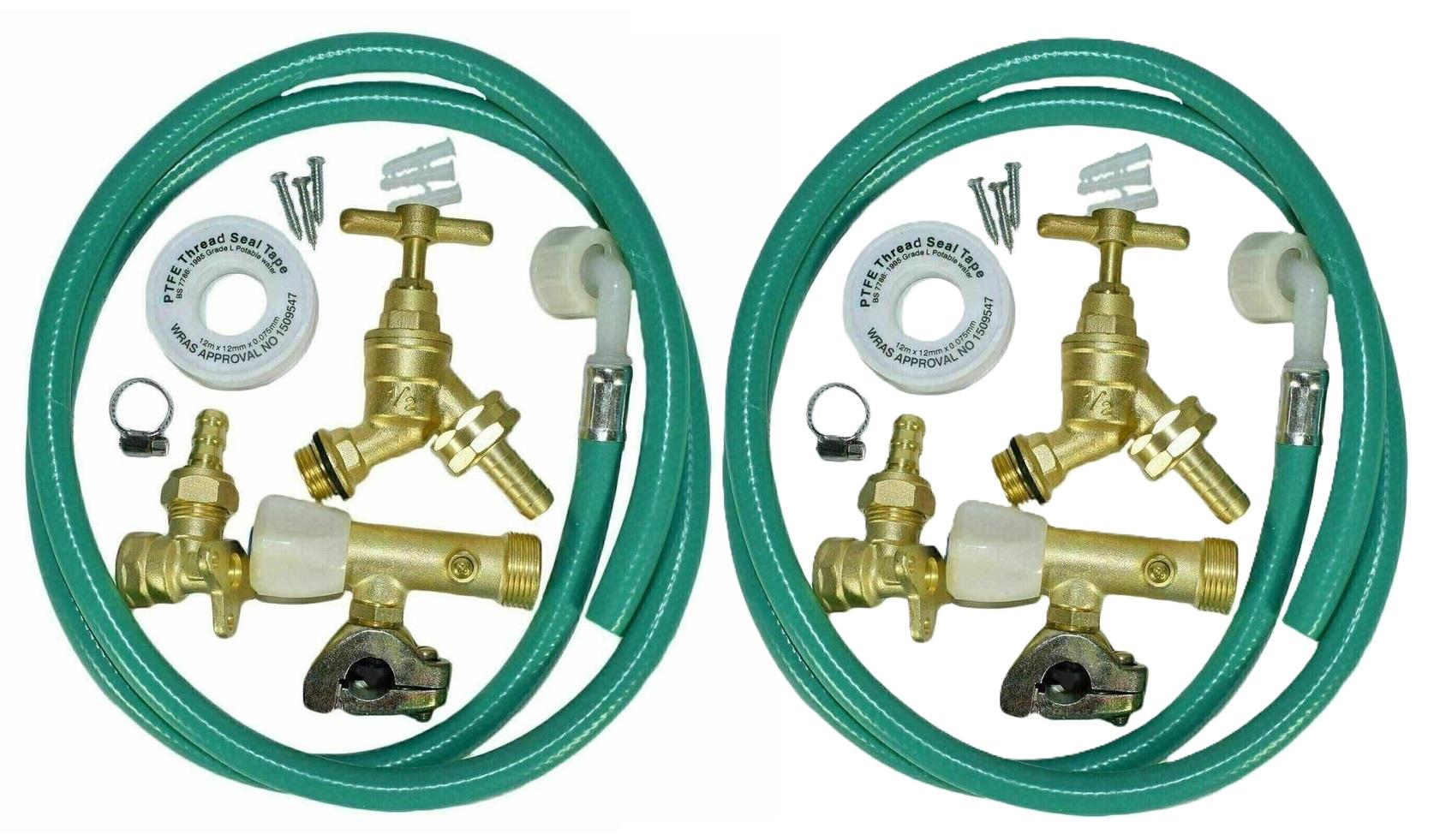 Garden Tap Outside Tap Kit With Brass Wall Plate Self Cutting Installation DIY