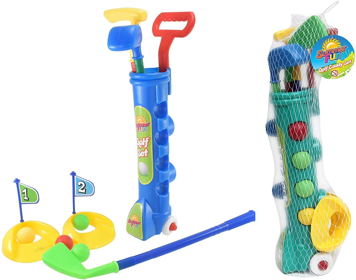 Childs Junior Golf Caddy Set Balls Clubs Trolley Kids Outdoor Garden Game Toy