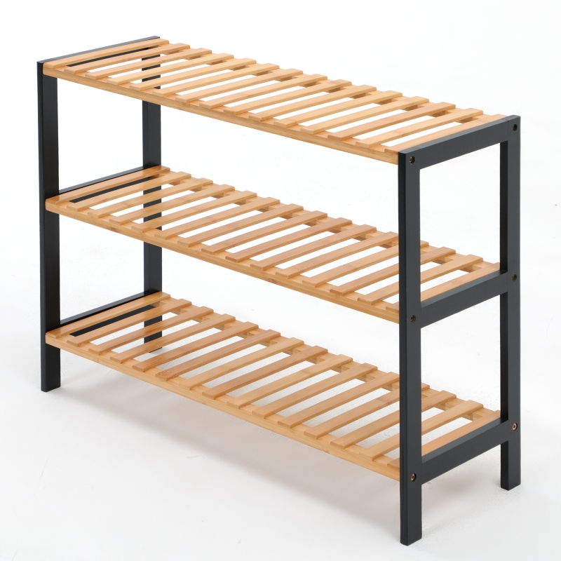 3 TIER NATURAL BAMBOO WOOD SHOE RACK ORGANISER STAND STORAGE SHELF UNIT